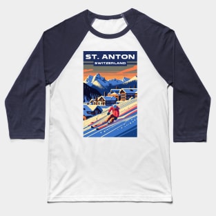 A Vintage Travel Art of St Anton - Switzerland Baseball T-Shirt